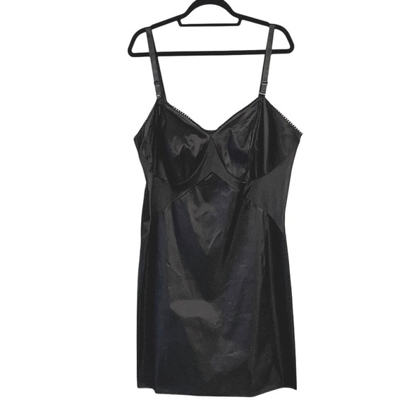 Komar Kids Other - Komar Vintage Chemise Classic Nylon Slip Plus Size Black Nightgown Nightie XL